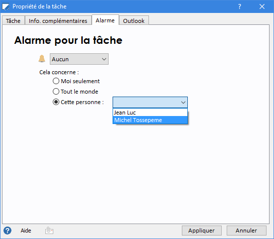 SodeaSoft Planning Pro - Rappel de rendez-vous Logiciel Planning Pro - alarme sur une tâche