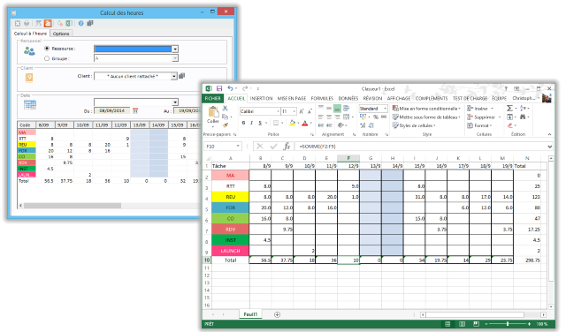Exporter le planning sur Excel