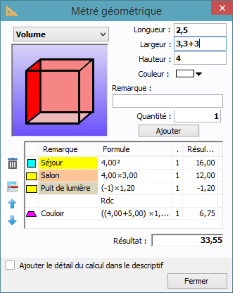 Logiciel SodeaSoft Devis Facture - calcul géométrique intégré au devis