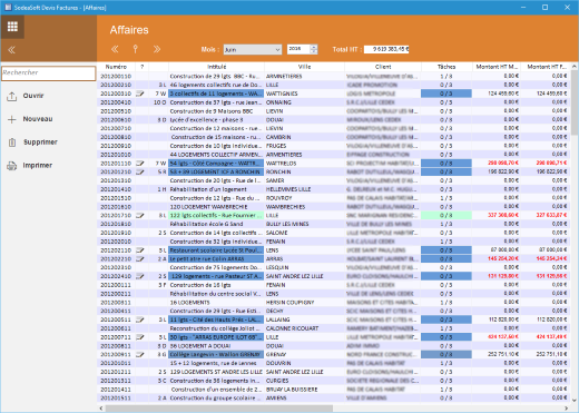 SodeaSoft Devis Factures - Détail de l'interface d'une affaire