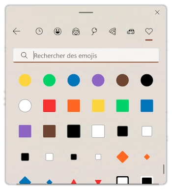 fenetre des emoji de Windows 11 planning