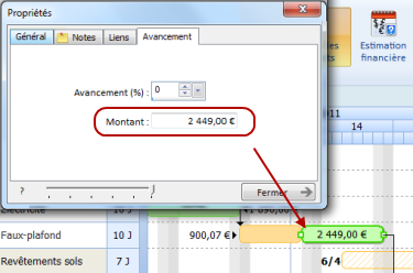 SodeaSoft Gnt Planning - Montant d'un évènement forcé