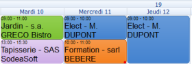 Exemple d'affichage mixte entre le libellé et le client dans le planning
