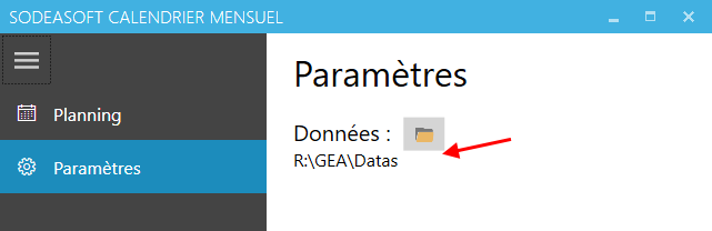 paramètre du calendrier mensuel