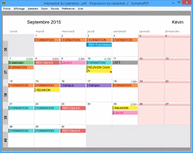 impression du calendrier mensuel