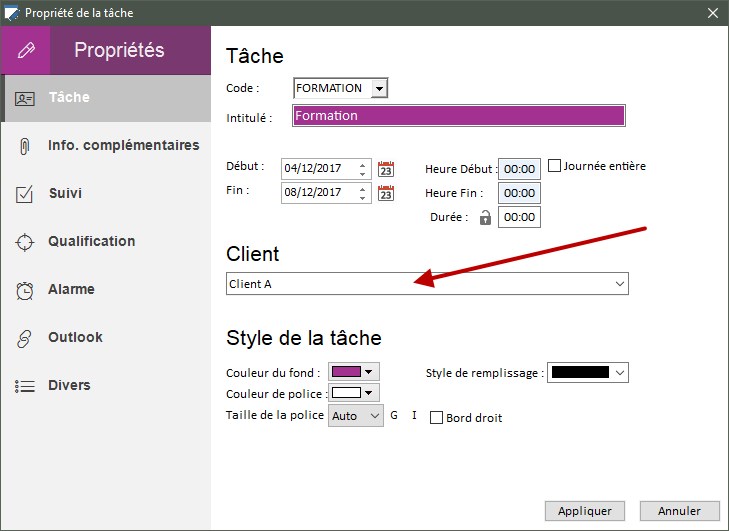 relier un client à un rendez-vous dans le logiciel de planning