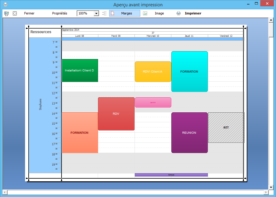 Mise en page du planning avant impression