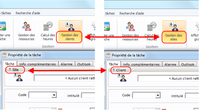 changement des mots du logiciel de planning