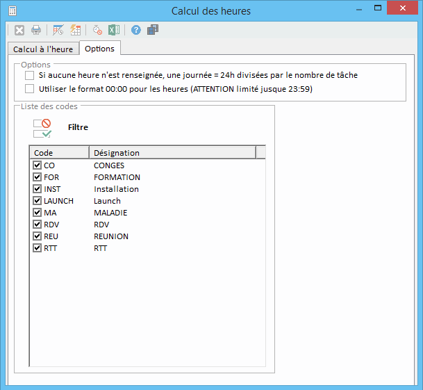 Logiciel SodeaSoft Planning Pro - Options du calcul des heures