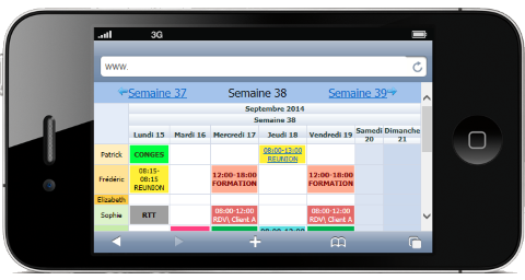 Consultation du planning via un téléphone mobile