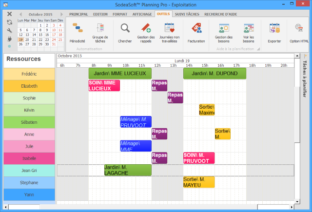 planning à la journée