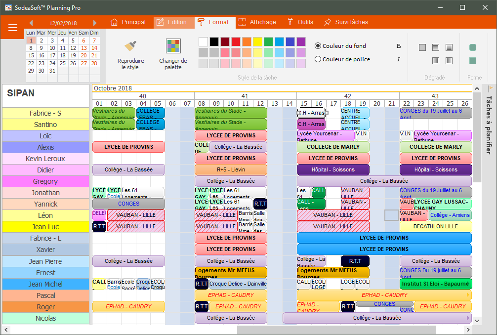 planning de chantiers