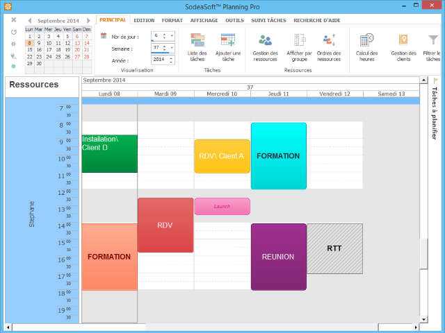 visualisation de l'emploi du temps dans le planning