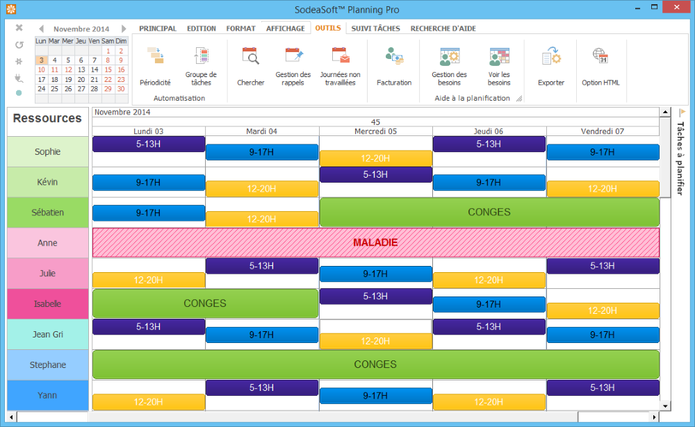 exemple planning horaire gratuit