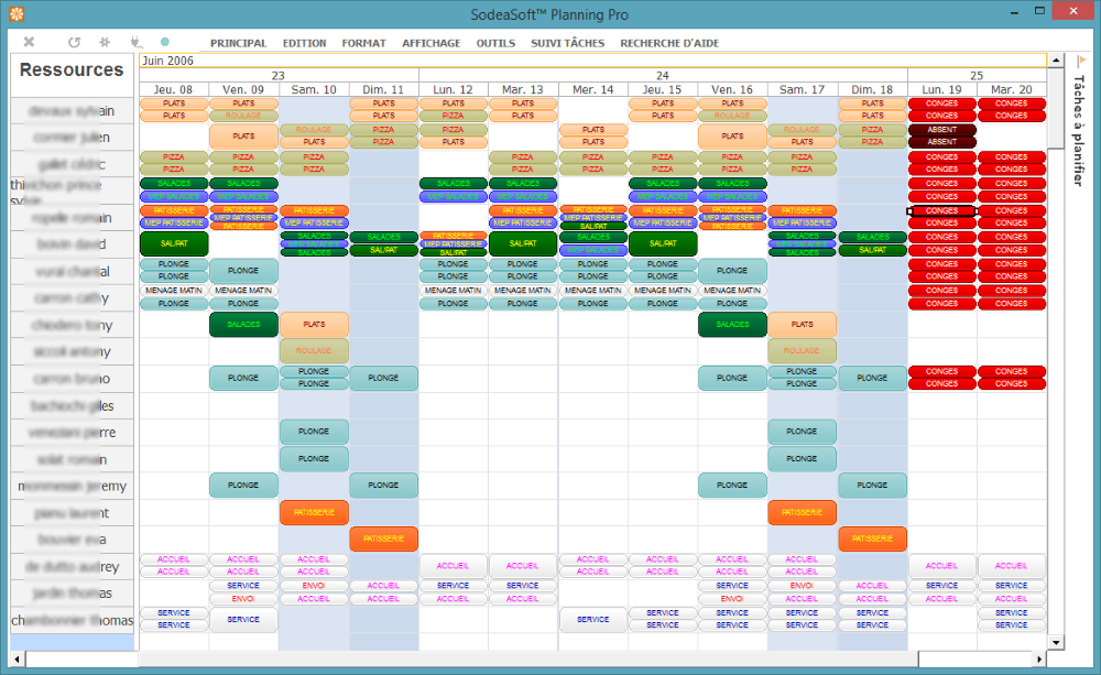 Exemple planning restauration