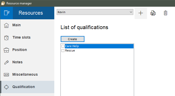 Assigning qualifications to employees in the scheduler software