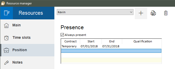 Viewing resource contracts in the scheduler