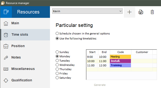 Creating a week model in the scheduler software