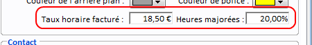 Tarif et taux horaire de facturer le client selon le planning