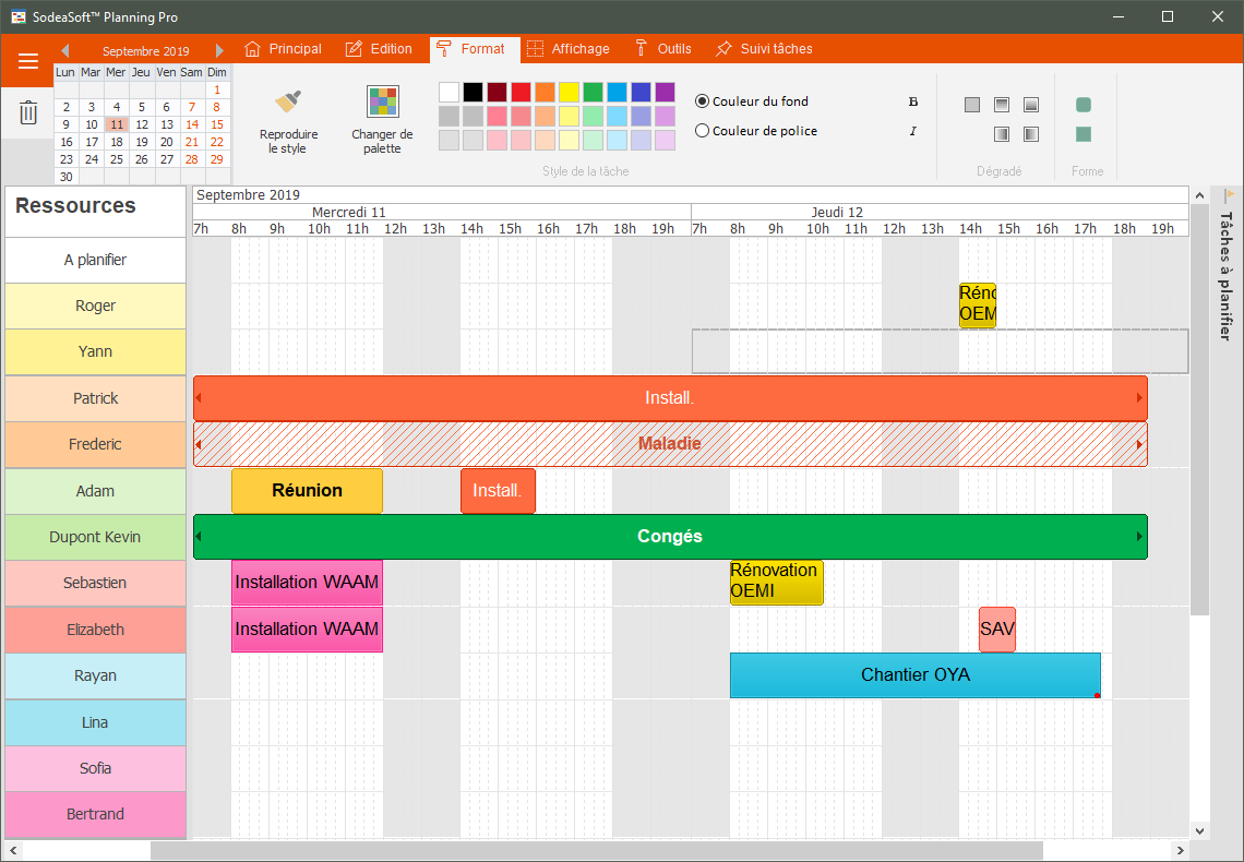 visualisation crenaux horaires du planning