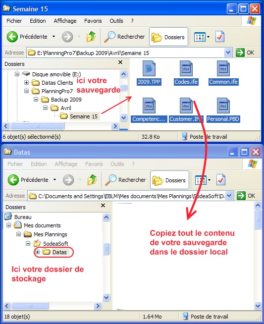 Récupérer les données de sauvegarde manuelle