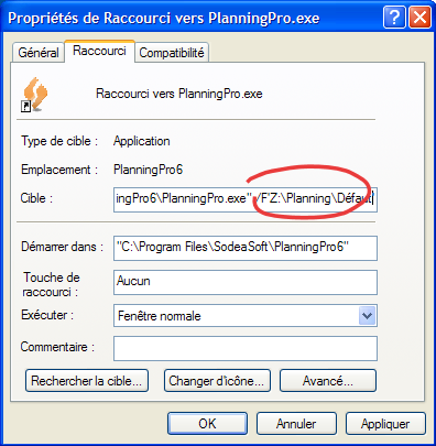 Créer 2 icônes raccoucis travaillant dans 2 plannings différents